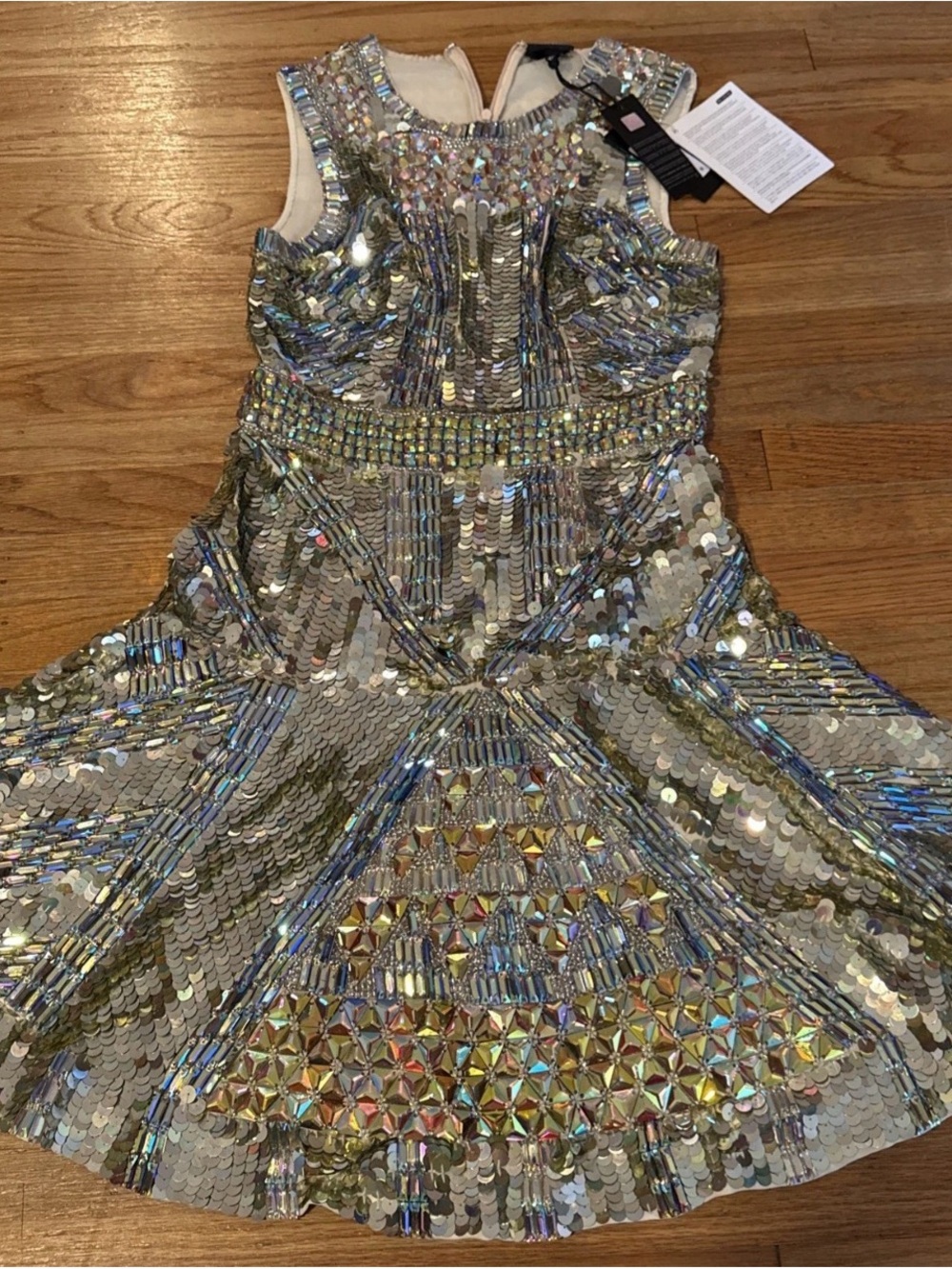 Womens Just Cavalli Mini Dress Iridescent Sequin Size 40 NWT